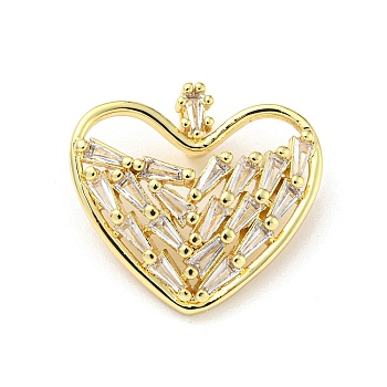 Brass with Cubic Zirconia Pendants, Heart, Heart, 23x24.5x9.5mm, Hole: 4.5x2.8mm