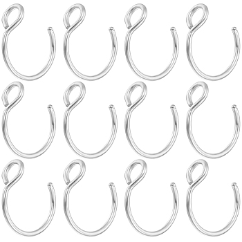 30Pcs 304 Stainless Steel Clip on Nose Ring Findings, Nose Cuff Non Piercing Jewelry, Stainless Steel Color, 10x9.5x4mm, Hole: 2mm