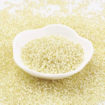 TOHO Japanese Seed Beads, Round, 11/0 , (2125) Silver Lined Milky Light Jonquil, 2x1.5mm, Hole: 0.5mm, about 42000pcs/pound