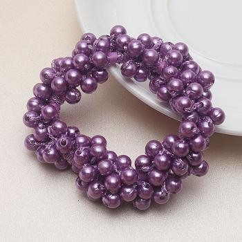 ABS Imitation Bead Wrapped Elastic Hair Accessories, for Girls or Women, Also as Bracelets, Dark Orchid, 60mm
