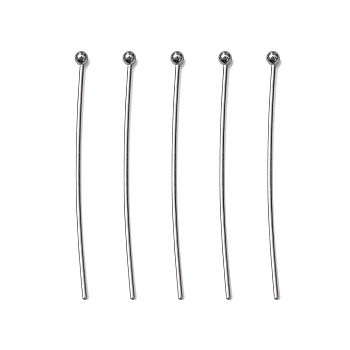304 Stainless Steel Ball Head pins, Stainless Steel Color, 35x0.7mm, 21 Gauge, Head: 1.9mm, about 500pcs/bag