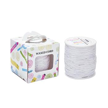 Waxed Cotton Cords, White, 1mm, about 100yards/roll(91.44m/roll), 300 feet/roll