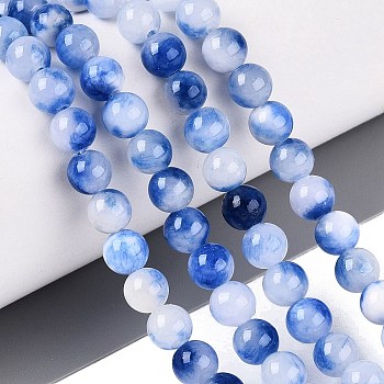 Natural Dyed Persian Jade Beads Strands, Smooth Round, Royal Blue, 6~6.5mm, Hole: 0.9~1mm, about 64pcs/strand, 15.55~15.75 inch(39.5~40cm)