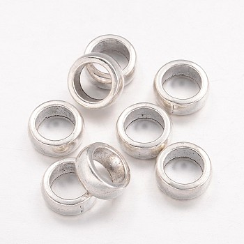 Tibetan Style Rondelle Spacer Beads, Lead Free and Cadmium Free, Antique Silver, 11x5mm, Hole: 7.5mm