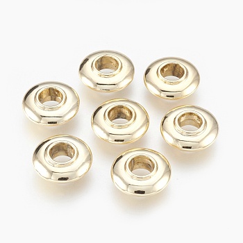 Alloy Beads, Long-Lasting Plated, Large Hole Beads, Cadmium Free & Nickel Free & Lead Free, Donut, Light Gold, 14x5mm, Hole: 5mm