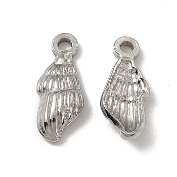 201 Stainless Steel Pendants, Conch Charm, Stainless Steel Color, 18x7.5x3.5mm, Hole: 1.8mm