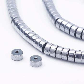Electroplate Non-Magnetic Synthetic Hematite Beads Strands, Heishi Beads, Flat Round/Disc, Platinum Plated, 4x2mm, Hole: 1mm, about 202pcs/strand, 15.7 inch(40cm)
