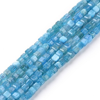 Natural Apatite Beads Strands, Faceted, Cube, 2x2x2mm, Hole: 0.6mm, about 182pcs/strand, 15.16''~15.55''(38.5~39.5cm)