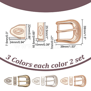 WADORN 6 Sets 3 Colors Belt Alloy Buckle Sets(FIND-WR0011-10)-2