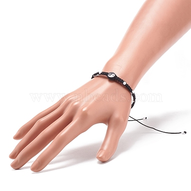 Polymer Clay Yin Yang & Acrylic Braided Bead Bracelet(BJEW-JB08608)-3
