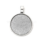 Tibetan Style Alloy Flat Round Pendant Cabochon Settings, Cadmium Free & Lead Free, Plain Edge Bezel Cups, Antique Silver, Tray: 25mm, 37x28x2mm, Hole: 3.5x6mm, about 232pcs/1000g(TIBEP-M022-14AS)
