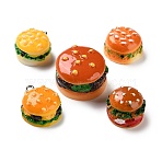 Opaque Resin Pendants, Imitation Food, Hamburger Charm, with Iron Eye Pin, Mixed Color, 19~26x17~24x11.5~15.5mm, Hole: 2mm, 10pcs/bag(RESI-C066-01)