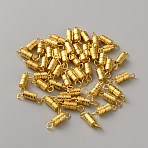 Brass Screw Clasps, Column, Golden, 12~14mm, Hole: 2.5mm(KK-WH0088-45B-G)