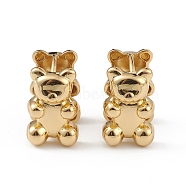 Brass Bear Hoop Earrings for Women, Long-Lasting Plated, Lead Free & Cadmium Free, Real 18K Gold Plated, 16x14.5x10.5mm, Pin: 1mm(EJEW-L234-082G)