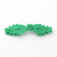 Handmade Chinese Frogs Knots Buttons Sets, Polyester Button, Palm, Spring Green, 64~76x19~23x3~4mm(BUTT-S020-03B)