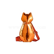 Lady Autumn and Winter New High-Value Cat Diagonal Bag, Wide Shoulder Strap, Bright Surface, Personality Chest Bag, Small Portable Single Shoulder Bag, Dark Orange, 310x90x60mm, Shoulder Belt: 1100mm long(PW-WG65EFE-02)