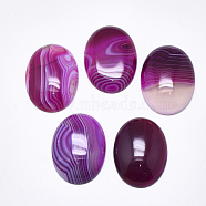 Natural Banded Agate/Striped Agate Cabochons, Dyed, Oval, Purple, 40~41x30x7~9mm(G-T122-22B)