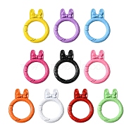 10Pcs Spray Painted Alloy Spring Gate Rings, Ring with Rabbit Ear, Mixed Color, 37x28x7mm, inner diameter: 19mm(FIND-YW0001-64)