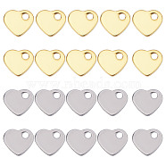 120Pcs 2 Colors 201 Stainless Steel Charms, Stamping Blank Tag, Heart, Golden & Stainless Steel Color, 5x6x1mm, Hole: 1mm, 60pcs/color(STAS-SC0004-69)