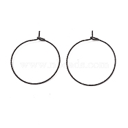 Ion Plating(IP) 316 Surgical Stainless Steel Hoop Earrings Findings, Wine Glass Charms Rings, Electrophoresis Black, 25x21mm, Pin: 0.6mm(STAS-D183-02EB-02)