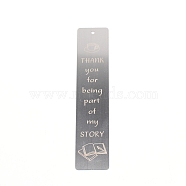 Stainless Steel Bookmarks, Word, Rectangle, Stainless Steel Color, 145x30x0.5mm, Hole: 3mm(AJEW-WH0239-78)
