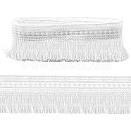 7~7.25 Yards Polyester Tassel Lace Trim, Clothing Accessories, White, 2-3/4 inch(71mm)(DIY-FG0004-99)