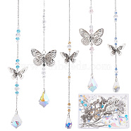 Butterfly Suncatcher Making Kit for Hanging Pendant Ornament, Including Teardrop & Round Glass Pendants & Beads, Brass Pendant & Cable Chains, 304 Stainless Steel S Hook Findings, Mixed Color, 22x12.5x12.5mm, Hole: 1.2mm(DIY-SC0020-49)