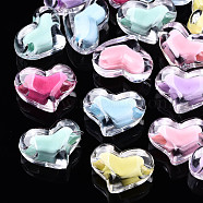 Transparent Acrylic Beads, Bead in Bead, Heart, Mixed Color, 16x21x11.5mm, Hole: 3mm(X-TACR-N011-008A-01)