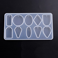 Pendant Silicone Molds, Epoxy Resin Casting Molds, For UV Resin, DIY Jewelry Craft Making, Mixed Geometric Shapes, White, 169x93mm, Hole: 1.5mm, Inner Size: 1.5~3.7cm(DIY-F024-06)