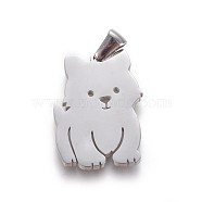 304 Stainless Steel Puppy Pendants, Samoyed Dog, Stainless Steel Color, 25x18.5x2mm, Hole: 2.5x5.5mm(STAS-F219-07P)