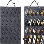 Wall-mounted Non-woven Fabric Claw Hair Clips Storage Bag, Rectangle, Black, 65x35cm...(PW-WG68544-04)