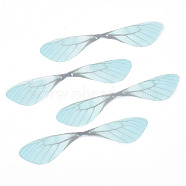 Polyester Fabric Wings Crafts Decoration, for DIY Jewelry Crafts Earring Necklace Hair Clip Decoration, Dragonfly Wing, Pale Turquoise, 87x19mm, Hole: 0.6mm(X-FIND-S322-003H)