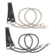 2Pcs 2 Colors Alloy Byzantine Chain & PU Leather Bag Strap, with Iron Swivel Clasps, Bag Replacement Accessories, Gunmetal & Platinum, 123~123.5cm, 1pc/color(FIND-WR0001-49)