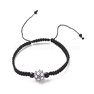 Acrylic Braided Bead Bracelet, Nylon Cord Adjustable Bracelet for Women, Football Pattern, Inner Diameter: 2-1/8~3-1/2 inch(5.5~8.8cm)(BJEW-JB08552-04)