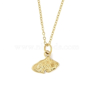 Ion Plating(IP) 304 Stainless Steel Pendant Necklaces for Women, Leaf, Real 18K Gold Plated, 18.03 inch(45.8cm)(NJEW-B080-12G)