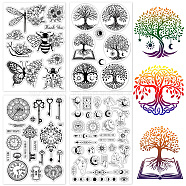 4 Sheets 4 Styles PVC Plastic Stamps, for DIY Scrapbooking, Photo Album Decorative, Cards Making, Stamp Sheets, Tree of Life Pattern, 16x11x0.3cm, 1 sheet/style(DIY-CP0008-91B)