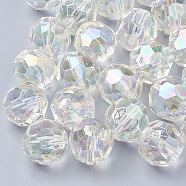 AB-Color Plated Transparent Acrylic Beads, Faceted, Round, Clear, 19~20mm, Hole: 2.5mm(X-TACR-R136-01B)