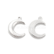 Brass Charms, Cadmium Free & Lead Free, Double Horn/Crescent Moon Charm, 925 Sterling Silver Plated, 12x9x1.5mm, Hole: 1mm(KK-H442-35S)
