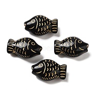 Opaque Acrylic Beads, Fish, Black, 21.5x14x9mm, Hole: 2mm(X-OACR-Z005-31)