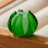 Handmade Lampwork Beads, Flower Shape, Green, 12x10mm, Hole: 2mm(LAMP-TAC0003-01C)