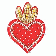 Heart Beading Sequin Rhinestone Costume Accessories, for Valentine's Day, Red, 104x82mm(WG45904-05)