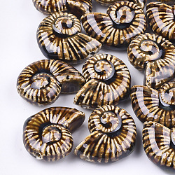 Handmade Porcelain Beads, Fancy Antique Glazed Porcelain, Sea Snail, Peru, 39~40x30~31x16.5~18mm, Hole: 2.5~3.5mm(X-PORC-S498-32A)