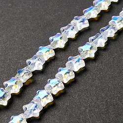 Transparent Glass Beads Strand, Star, Clear AB, 8~8.5x8~8.5x3.5~4mm, Hole: 1mm, about 50pcs/strand, 14.25~15.35 inch(36.2~39cm)(GLAA-F112-02I)