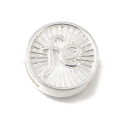 Brass Slide Charms, Flat Round with Word Fe, Cadmium Free & Lead Free, Rack Plating, Long-Lasting Plated, Silver, 15.5x5mm, Hole: 2x11.5mm(KK-CBAEEA8-08A-S)