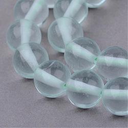 Green Watermelon Stone Glass Beads Strands, Round, 10~10.5mm, Hole: 1.2mm, about 37~40pcs/strand, 14.9~15.1 inch(38~38.5cm)(G-Q462-10mm-33)