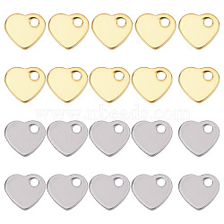 SUNNYCLUE 120Pcs 2 Colors 201 Stainless Steel Charms, Stamping Blank Tag, Heart, Golden & Stainless Steel Color, 5x6x1mm, Hole: 1mm, 60pcs/color(STAS-SC0004-69)