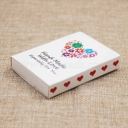 Kraft Paper Boxes and Necklace Jewelry Display Cards, Packaging Boxes, with Word and Flower Pattern, White, Folded Box Size: 7.3x5.4x1.2cm, Display Card: 7x5x0.05cm(CON-L016-A08)