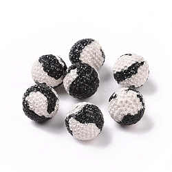 Polymer Clay Rhinestone Beads, Pave Disco Ball Beads, Round, White, 16mm, Hole: 1.6mm(RB-L029-05D)