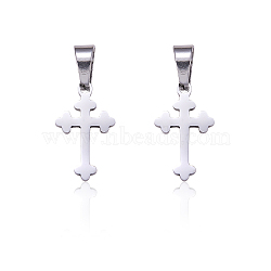 10Pcs 304 Stainless Steel Pendants, Cross, Stainless Steel Color, 19x11.5x1.2mm, Hole: 3.5mm(STAS-CJ0001-230)