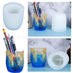 Owl Shaped Silicone Pen Holder Molds, Resin Casting Molds, for UV Resin, Epoxy Resin Craft Making, White, 85x90mm(OFST-PW0014-45)